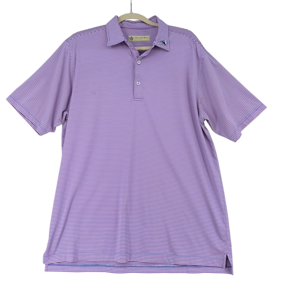 Donald Ross Sportswear‎ Mens Golf Polo Shirt Purple Stripe Short Sleeve Size M